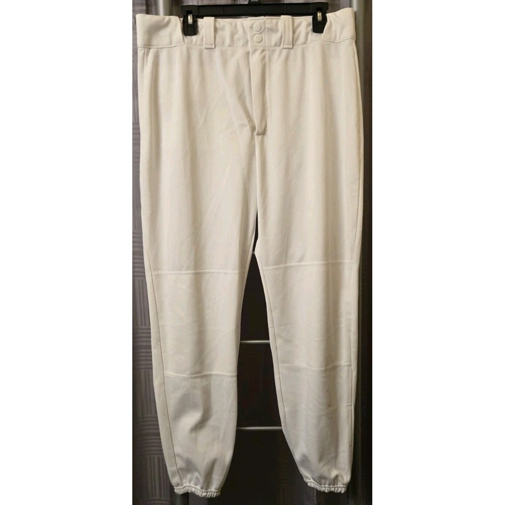 Wilson Baseball Pants  White‎ Long Elastic Cuff Bottom Men's size L Large 34x28